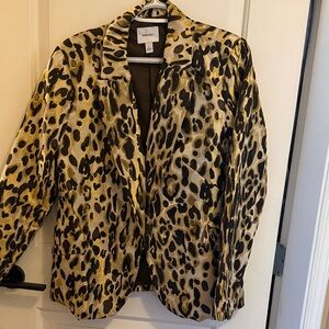 INC International Concepts Animal Print Blazer - Black and Gold